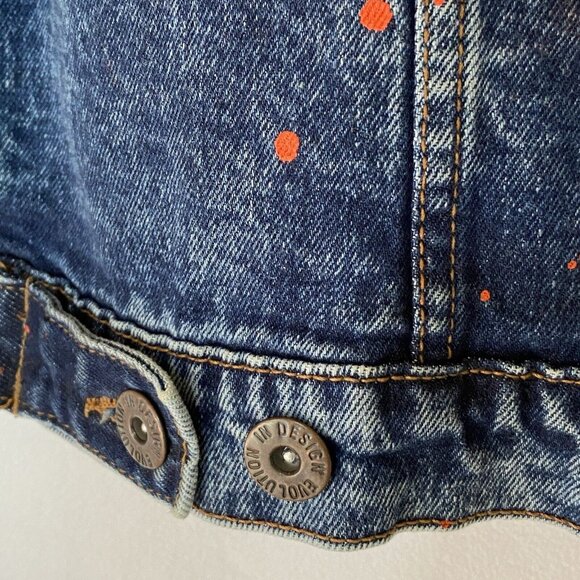 Evolution in Design Denim Jean Jacket Teen Boys Size Small Paint Splatter - Picture 13 of 16